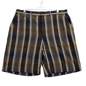 Polo Ralph Lauren Shorts Mens 36 Blue Plaid Cotton Bermuda Golf Flat Front